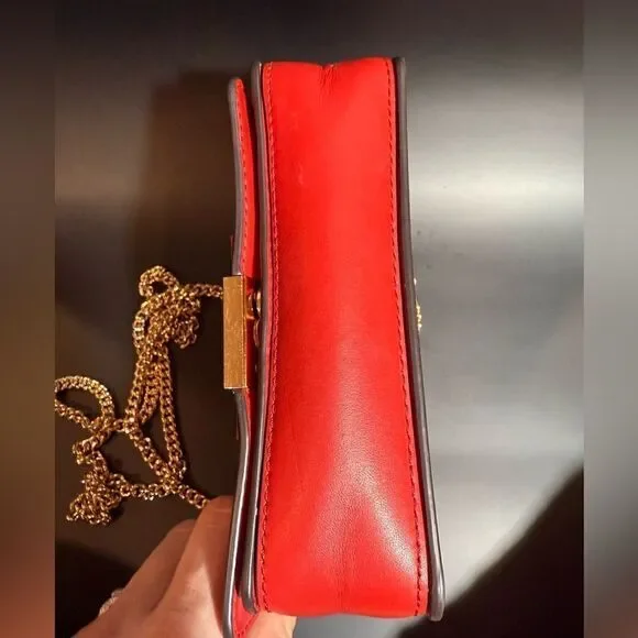 Michael Kors red leather cross body with gold tone hardware - Picture 5 of 13